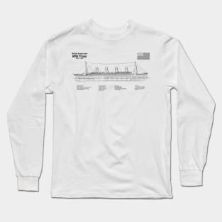 RMS Titanic ship plans. White Star Ocean Liner - BDpng Long Sleeve T-Shirt